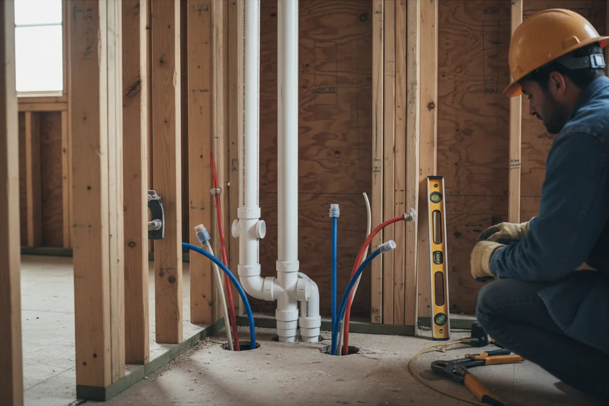 Drain and supply rough-in during Sump Pump Repair in Claxton
